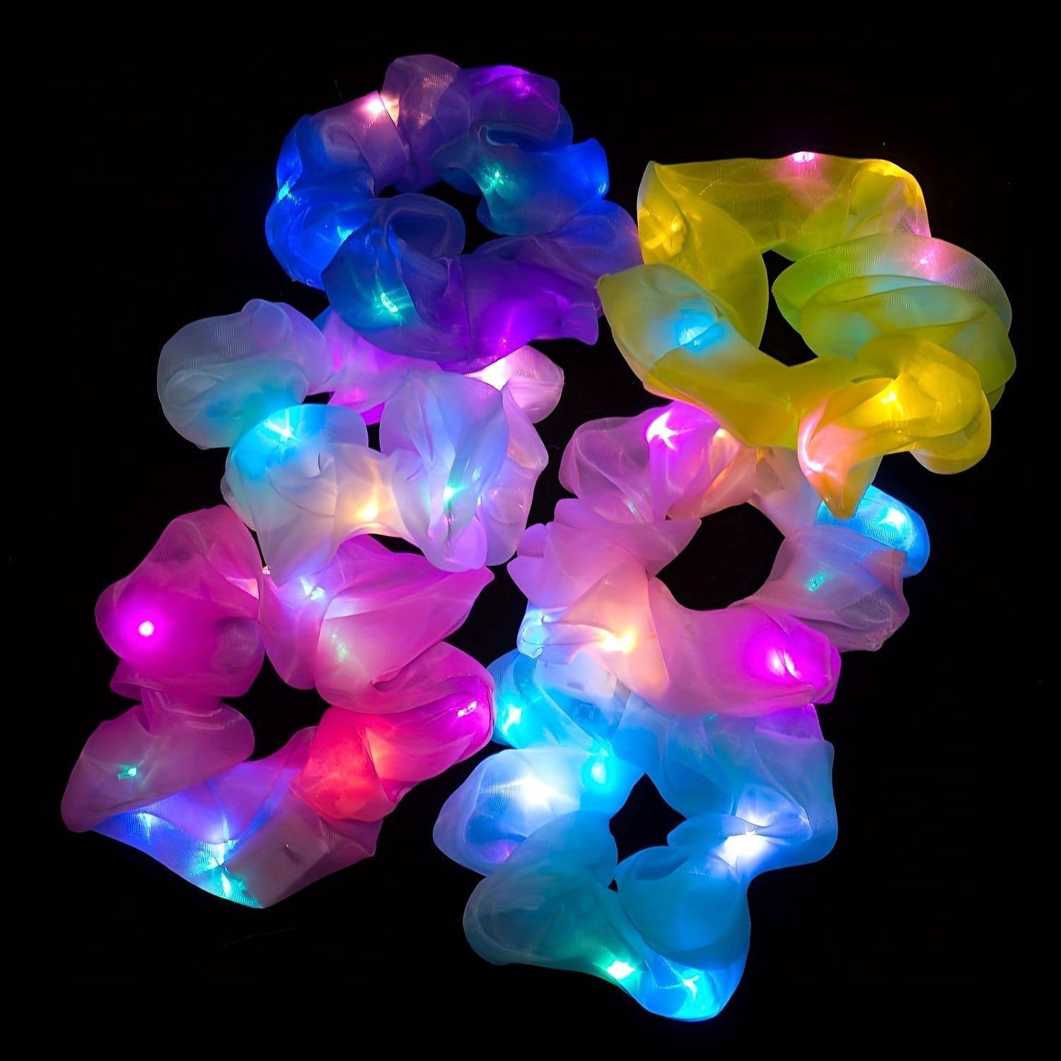 6 Scrunchies LED Colorés | Accessoires de Cheveux Lumineux pour Noël et Fêtes King of Toys