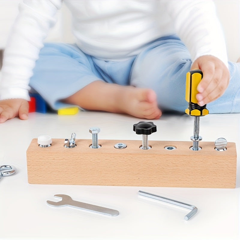 Jeu d'Assemblage en Bois Montessori pour Enfants 3 Ans et Plus - Kit d'Outils Écrous et Vis pour la Motricité Fine et la Concentration