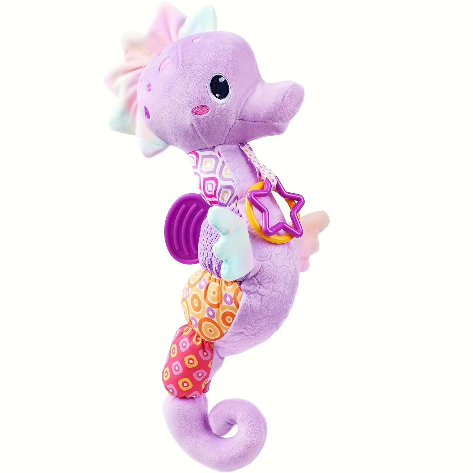 Hippocampe Musical en Peluche pour Bébé - Jouet Sensoriel Doux avec Hochet et Sons Froissés pour Nouveau-Né Fille Garçon - Cadeau de Naissance