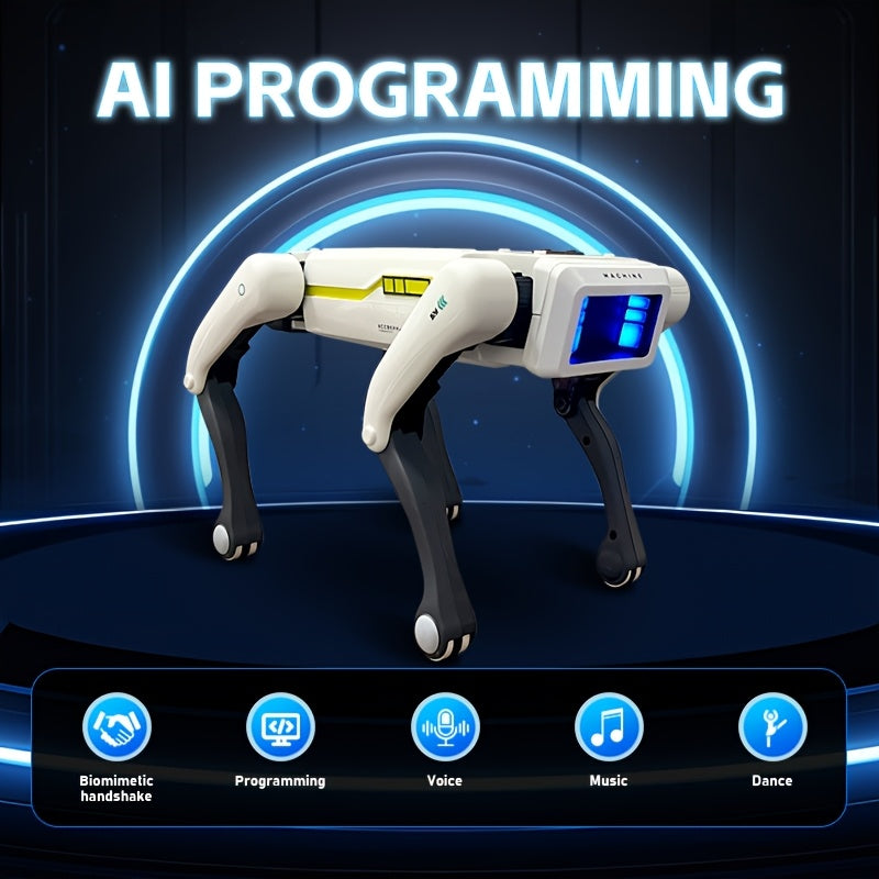 Robot Chien Intelligent AI | Mignon Compagnon AI, Commandes Vocales Programmables, Technologie Noire, Déverrouiller les futurs compagnons de jeu