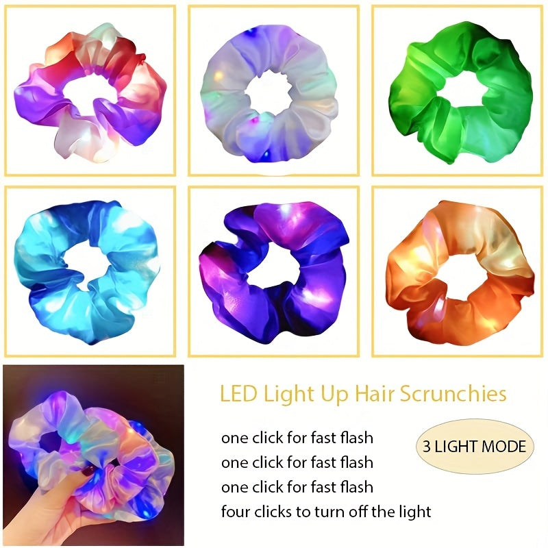6 Scrunchies LED Colorés | Accessoires de Cheveux Lumineux pour Noël et Fêtes King of Toys