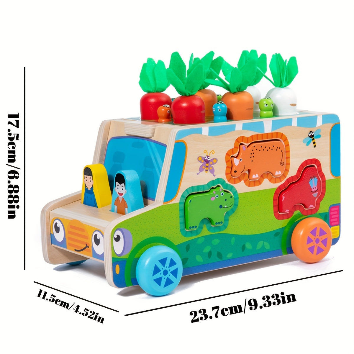 Jeu Éducatif en Bois 5-en-1 Montessori | Jeu de Tri de Formes de Légumes et Animaux de Ferme pour Garçons et Filles