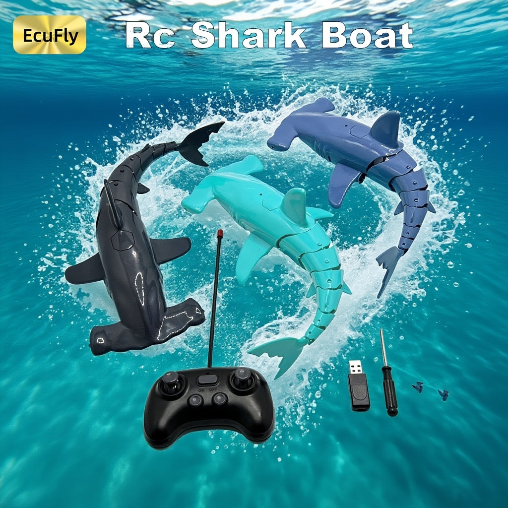 Bateau simulateur de requin RC - 15 minutes d'autonomie en surface - Vitesse de 3-4 KM/H - Jouet aquatique - Deux moteurs puissants - Cadeau parfait.