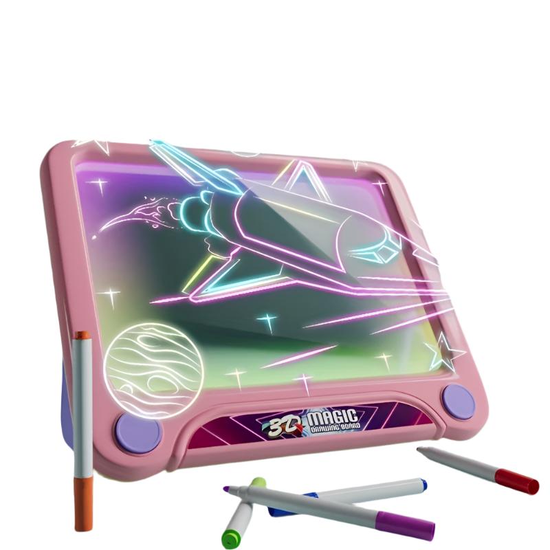 Tableau de dessin 3D pour enfants - Ardoise magique effaçable pour écrire et dessiner, jouet éducatif pour filles et garçons de 3 à 8 ans - Tableau coloré avec lumière LED pour peinture et écriture 3D - Cadeau d'anniversaire parfait ! King of Toys