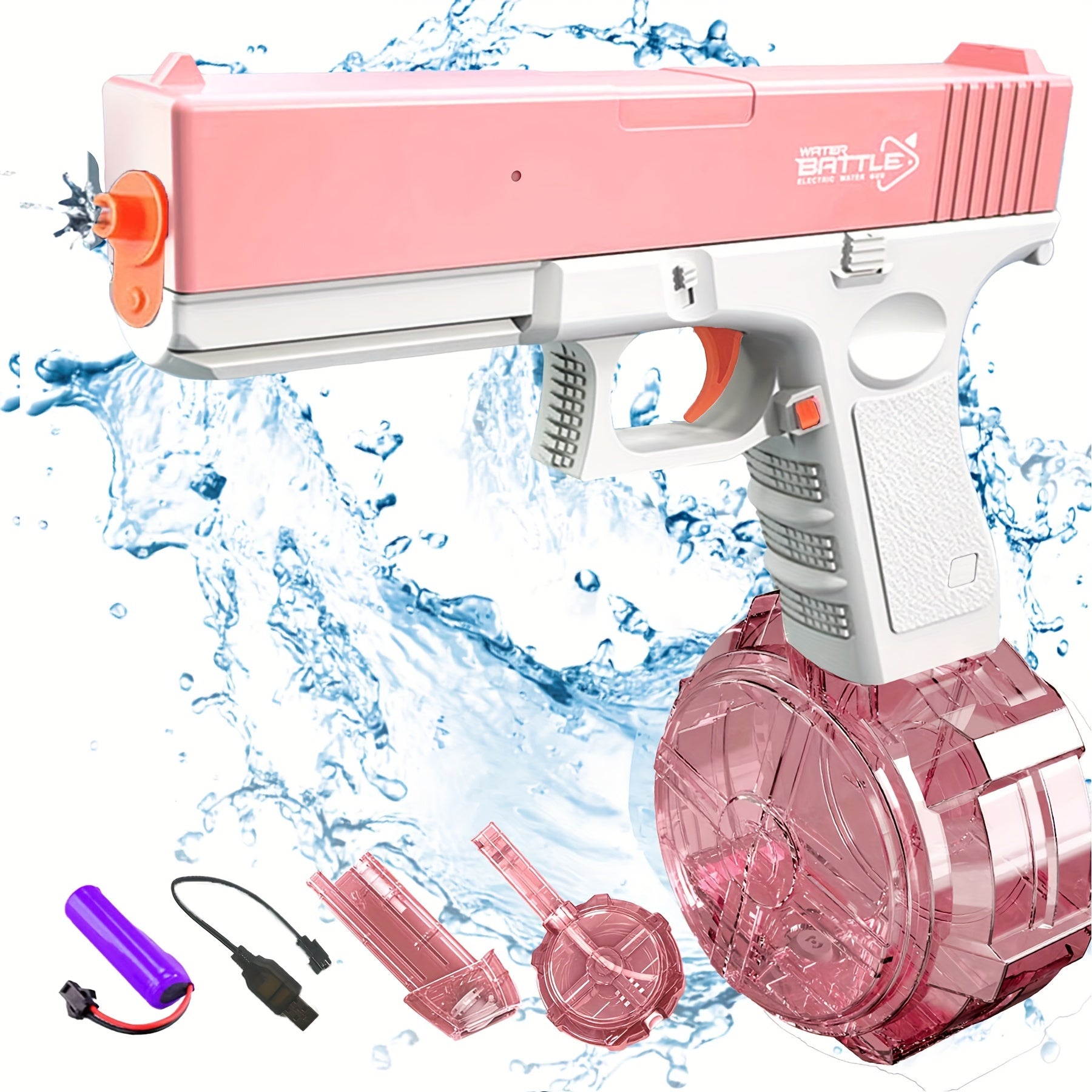 Pistolet à Eau Électrique | Rechargeable avec Grand Réservoir, Jouet d'Eau pour Enfants King of Toys