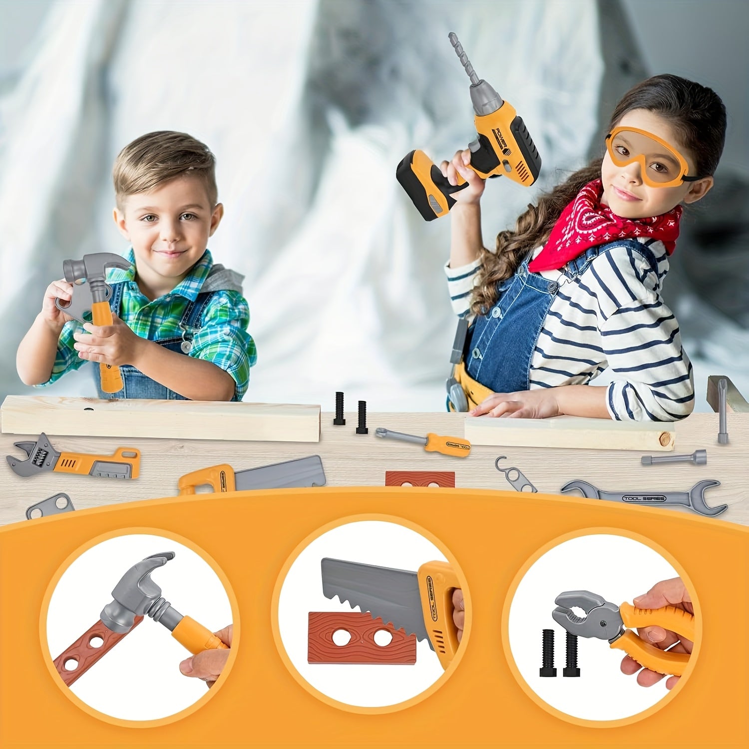 Mallette d'Outils pour Enfants avec Visseuse Électrique - Kit de Construction et de Jeu d'Imitation pour Garçons Filles 3-5 Ans - Cadeau Éducatif