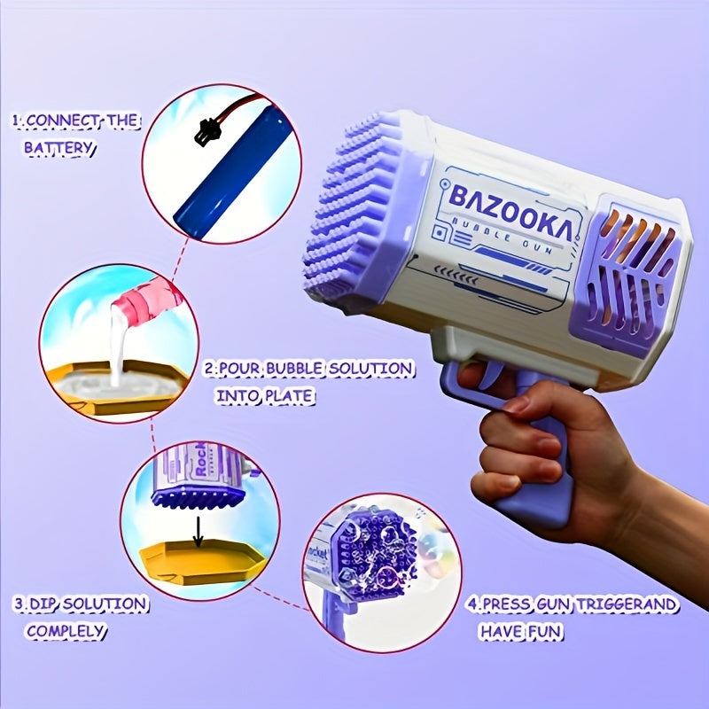 Pistolet à Bulles Bazooka - Jouet Interactif avec Grandes Bulles - Parfait pour Fêtes, Jeux Extérieurs, Halloween & Noël King of Toys