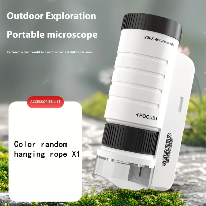 Microscope 200X HD pour Enfants – Jouet Scientifique Éducatif pour Explorations à la Maison