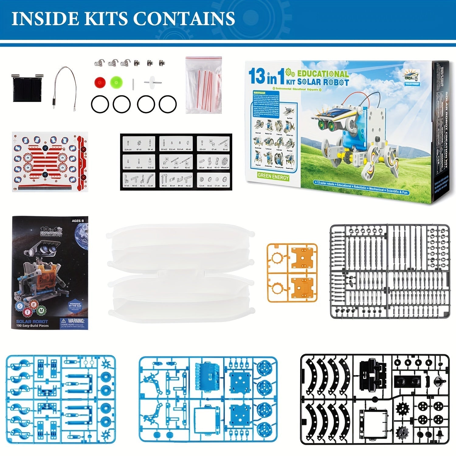 Kit Robot Solaire 13 en 1 STEM - Jouet de Construction Scientifique Éducatif - Cadeau Spécial pour Anniversaires & Fêtes King of Toys