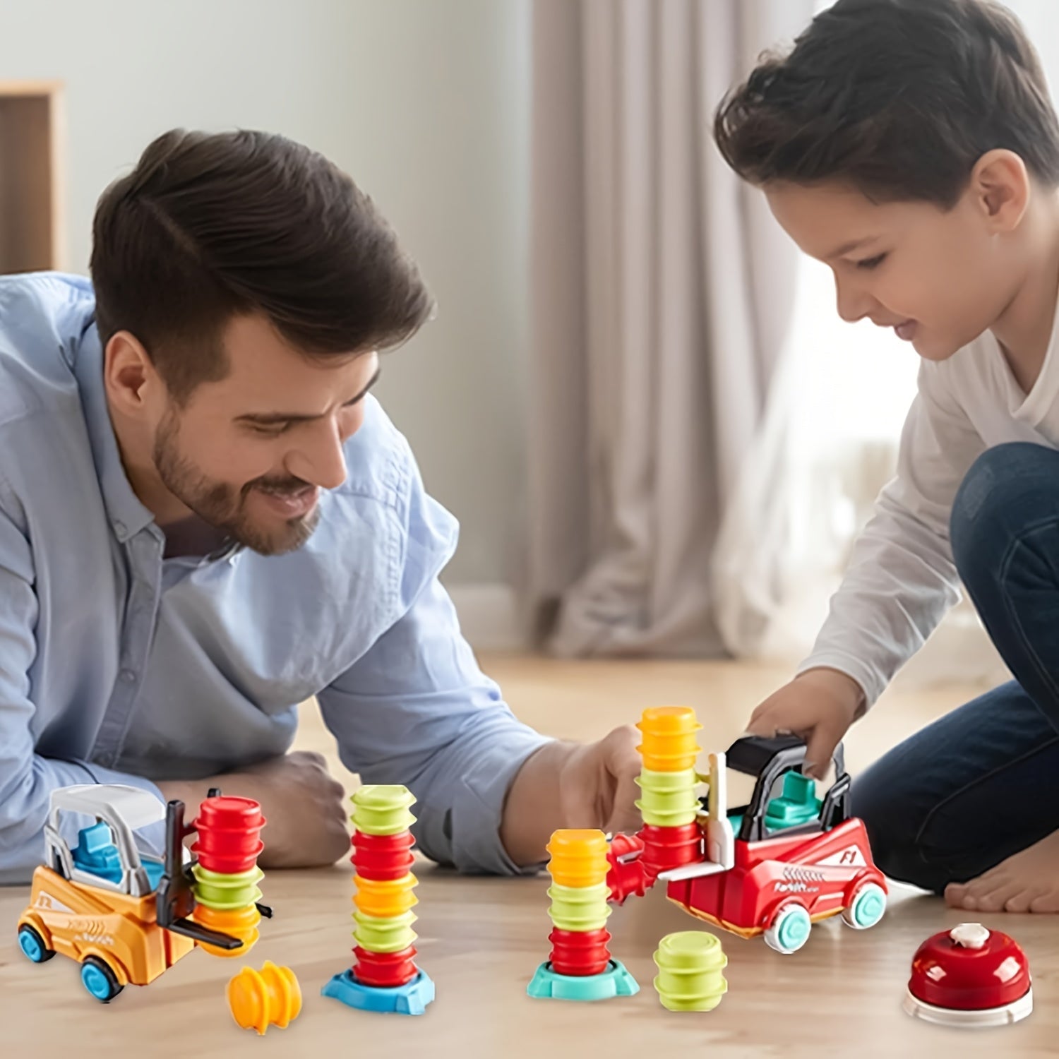 Jeu d'Empilage et Transport Chariot Élévateur pour Enfants 3 Ans et Plus - Jouet de Construction Éducatif avec Camion Minier - Stimule la Logique et la Motricité Fine