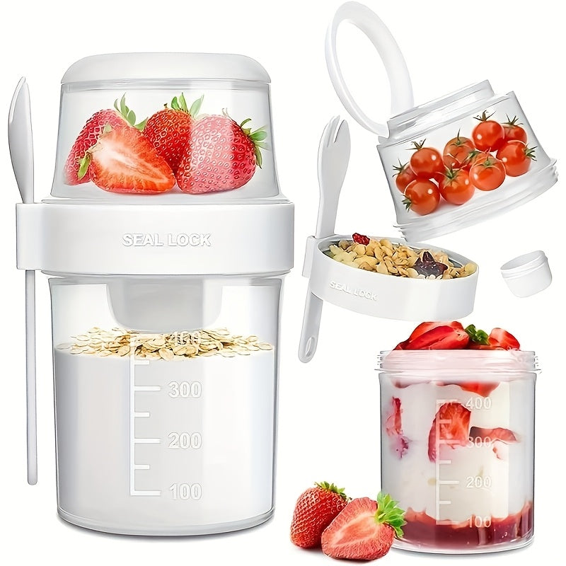 Gobelet Portable 2-en-1 pour Céréales et Salades - Récipient Hermétique pour Yaourt et Granola avec Cuillère - Idéal Déjeuner et Voyage