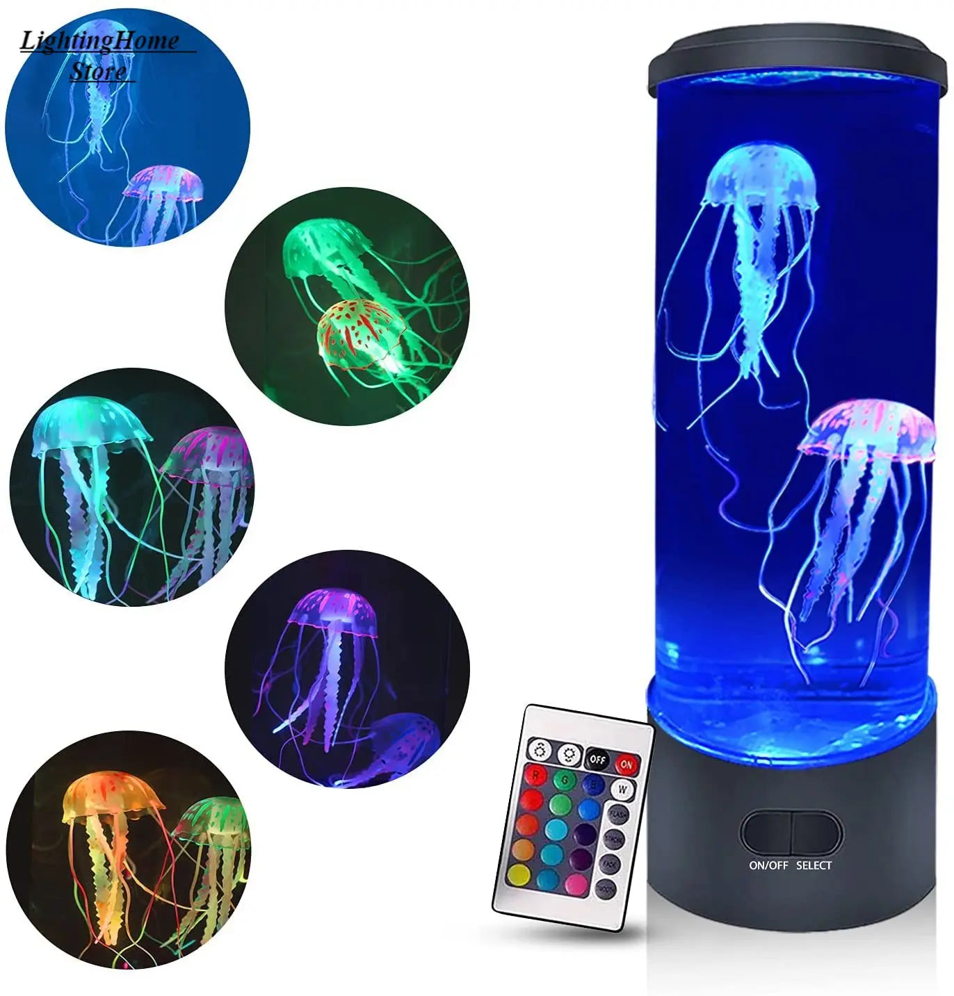 Lampe méduse LED | Aquarium lumineux avec télécommande et changement de couleurs, veilleuse King of Toys