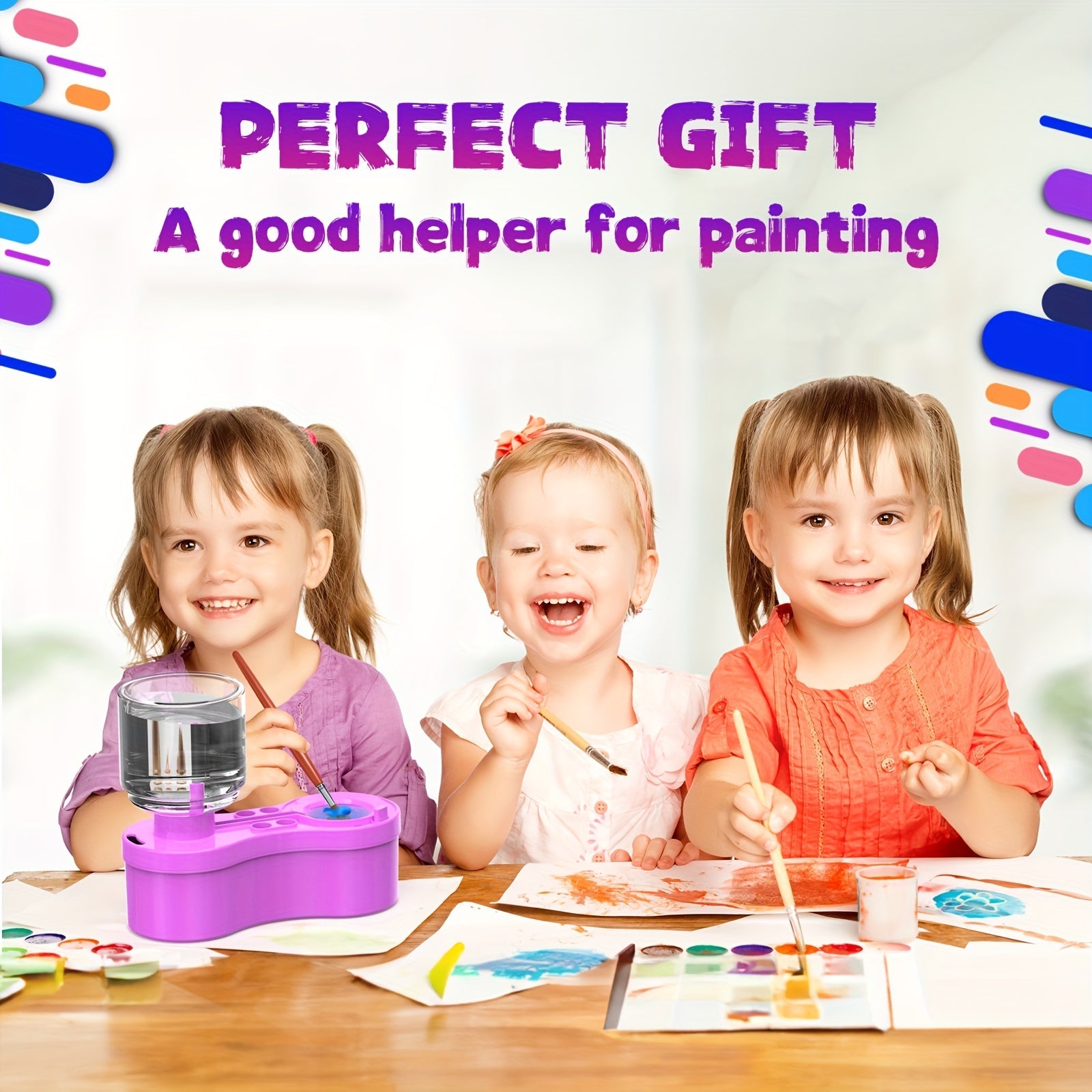 Nettoyeur de pinceaux de peinture - Rince-pinceaux pour aquarelle, avec distributeur d'eau, nettoyeur de pinceaux pour peinture acrylique et à base d'eau, outils pour fournitures d'artisanat. King of Toys