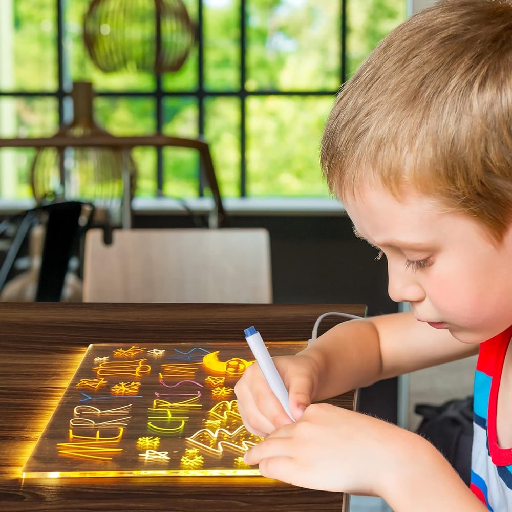 Tableau de notes LED avec couleurs | Tableau effaçable à sec en acrylique transparent avec lumière Pour enfants et adultes