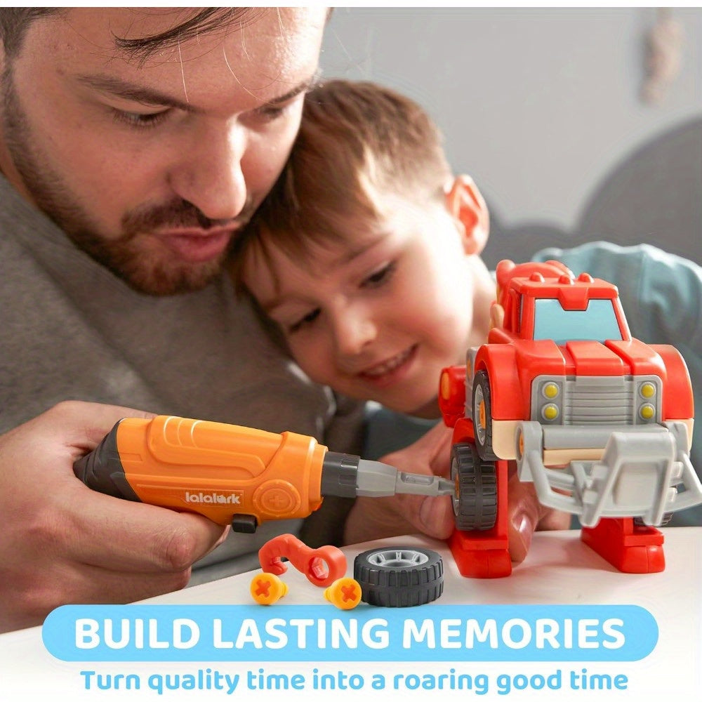 3 Pack Jouets dinosaures à démonter avec perceuse électrique | Jouets de construction transformables, interrupteur bidirectionnel, voitures jouets pour les garçons de plus de 3 ans