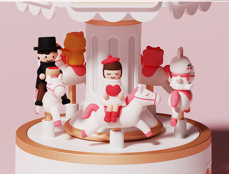 Carrousel de Noël avec Enceinte Bluetooth | Boîte à Musique en Bois à Manivelle Rotative avec Sapin de Noël, Décoration de Table King of Toys