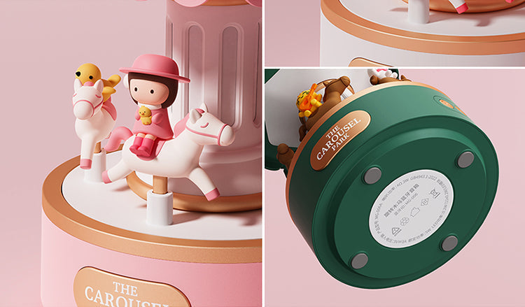 Carrousel de Noël avec Enceinte Bluetooth | Boîte à Musique en Bois à Manivelle Rotative avec Sapin de Noël, Décoration de Table King of Toys
