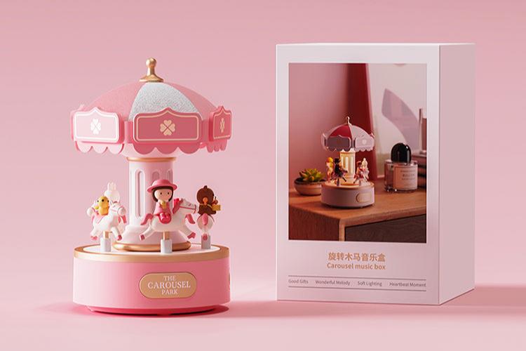 Carrousel de Noël avec Enceinte Bluetooth | Boîte à Musique en Bois à Manivelle Rotative avec Sapin de Noël, Décoration de Table King of Toys