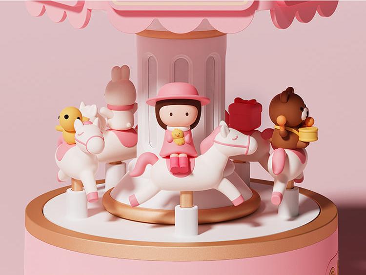 Carrousel de Noël avec Enceinte Bluetooth | Boîte à Musique en Bois à Manivelle Rotative avec Sapin de Noël, Décoration de Table King of Toys